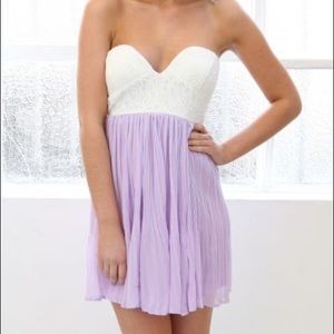 Esther & Co. mini strapless lilac and white dress size AUS 10